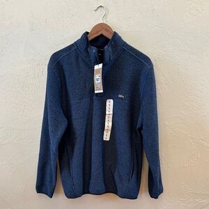 Eddie Bauer Men’s Small Blue Fleece Pullover Snap Jacket Hidden Phone Pocket NWT